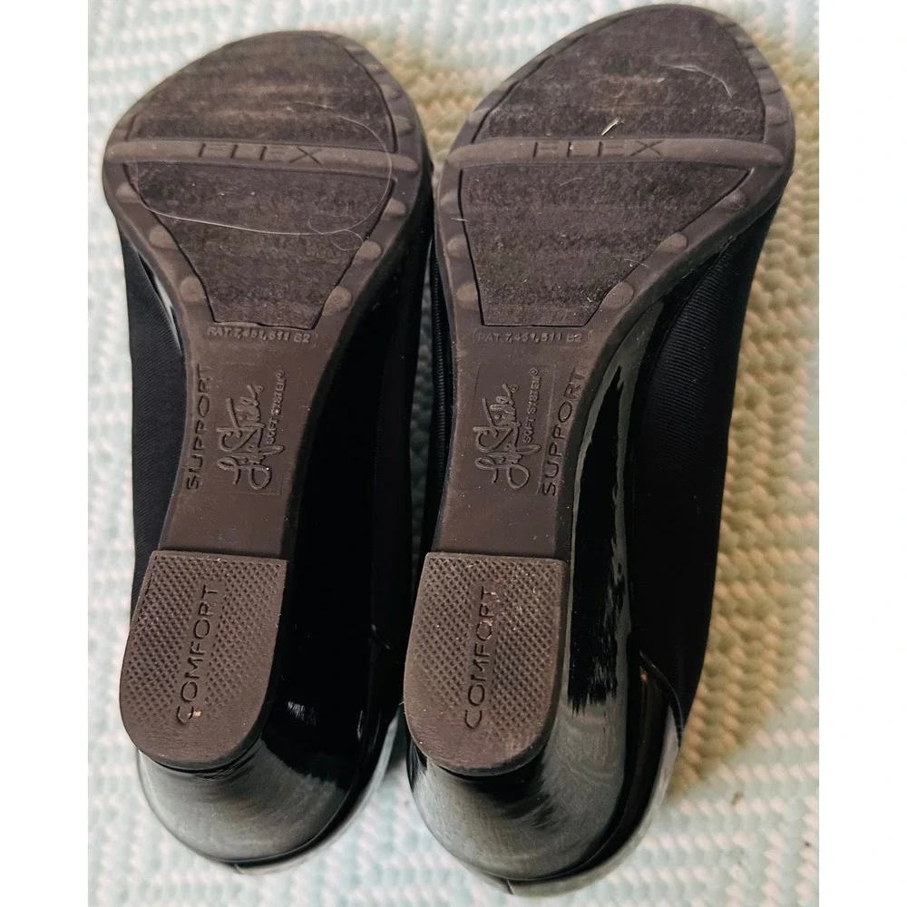 LifeStride Wedge Heels Black Patent Comfort‎ Shoes Womens Size 8M